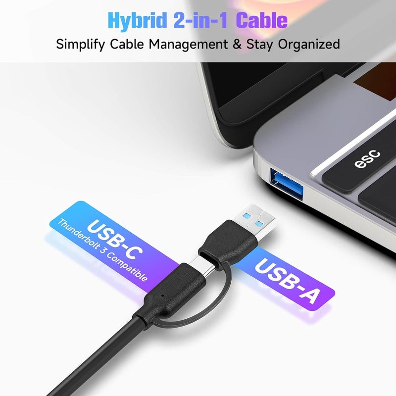 Rshtech 10 Ports Powered USB 3.2/USB C Hub Splitter 60W with 3 x 10Gbps USB 3.2 Ports (2C + 1A),7 x USB 3.0 Ports (4C + 3A), 3.3ft Cable and Individual Touch Switches for Laptop PC - Image 4